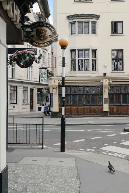 A hanging floral arrangement featuring pink and purple blooms, including roses and hydrangeas, is displayed outside a shop on Charlotte Street. The flowers are arranged in a rounded bouquet and are en